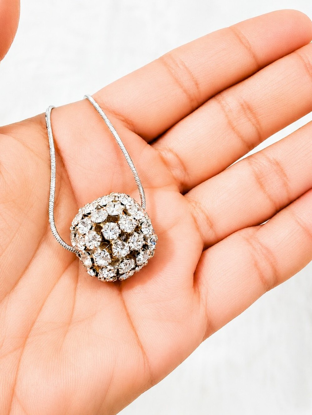 Vintage Pave Rondelle Pendant Necklace